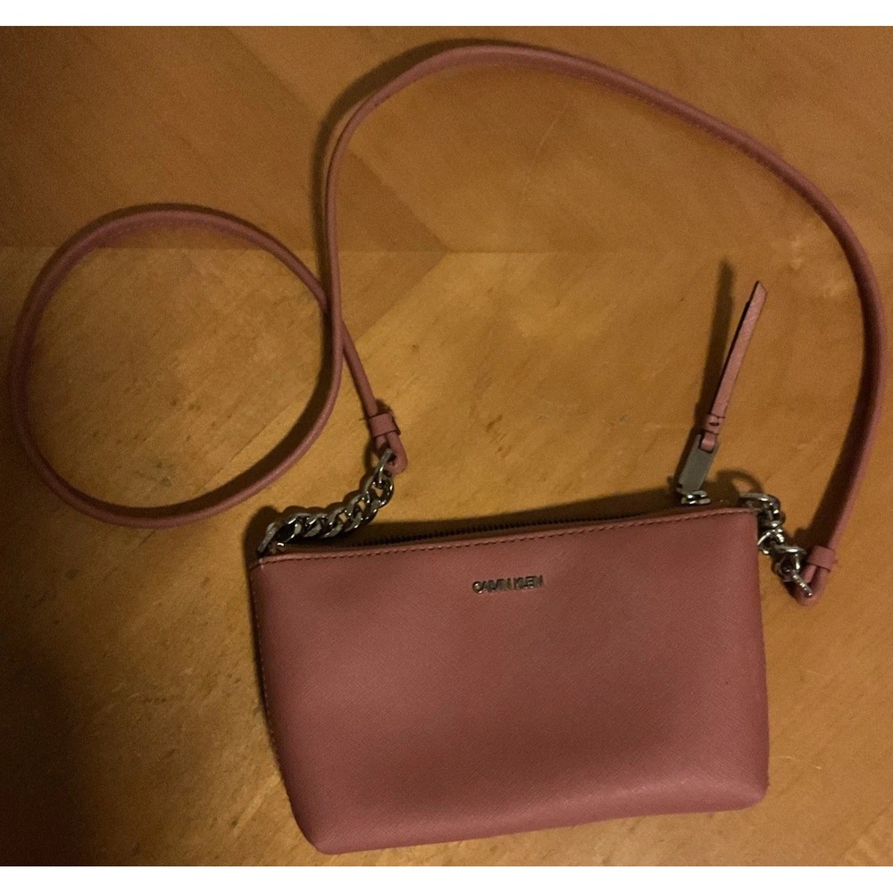 Calvin Klein Cross Body Pink/Rose Purse With Chain On Strap